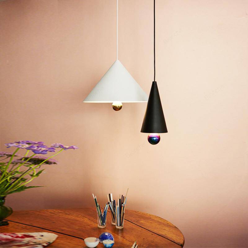 pendant light modern LED with lampshade triangular metal Nordic