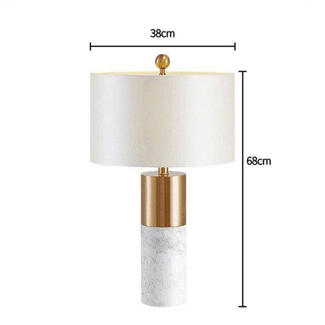 LED design table lamp in gold cylinder shape and marble