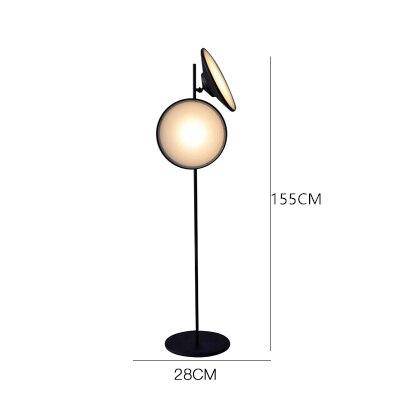 Lámpara de pie design LED en metal negro con gran círculo luminoso nórdico