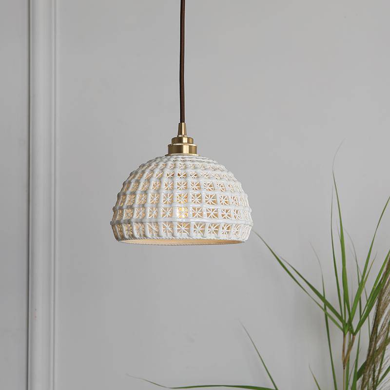 Lámpara de suspensión LED blanco vintage de estilo japonés