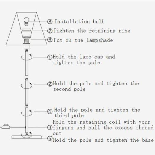 Lampadaire en métal LED avec abat-jour style rétro