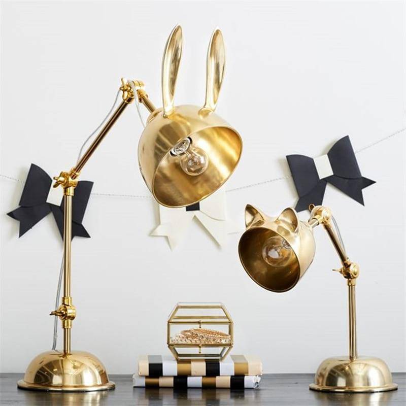 LED table lamp with metal ears Rabbit or Cat