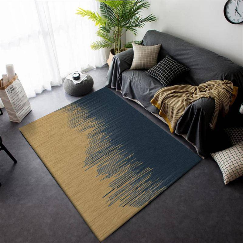 Tapis rectangle vintage bleu et jaune Slip