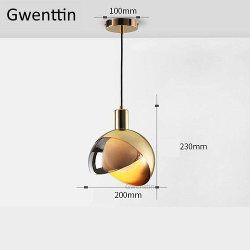Suspension design LED avec abat-jour sphérique en métal doré Loft - vue 7 sur 7