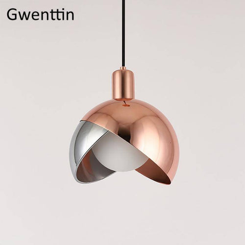 Suspension design LED avec abat-jour sphérique en métal doré Loft - vue 6 sur 7