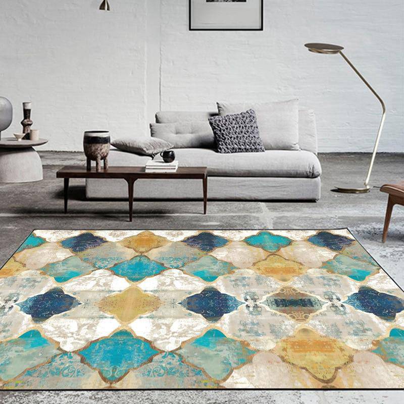 Tapis rectangle persan aux motifs géométriques colorés