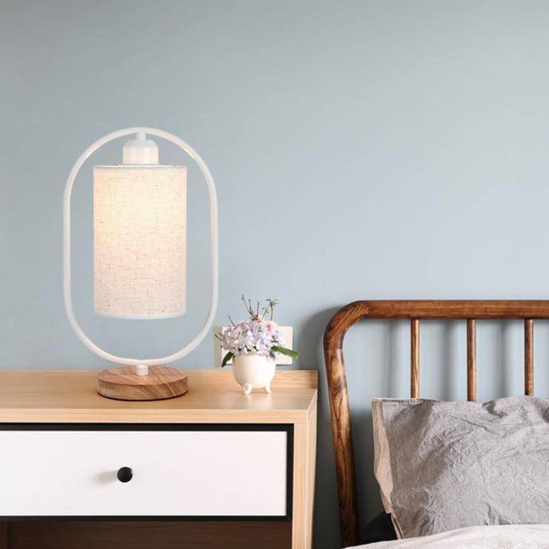 Modern LED table lamp with ring and lampshade Nordic fabric