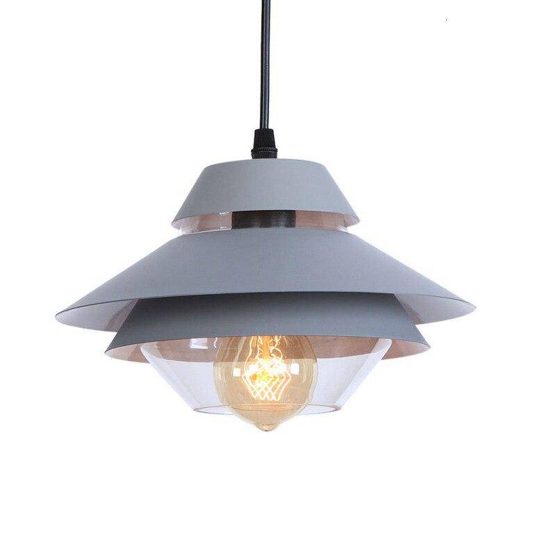 Retro LED pendant with coloured metal and glass lampshade