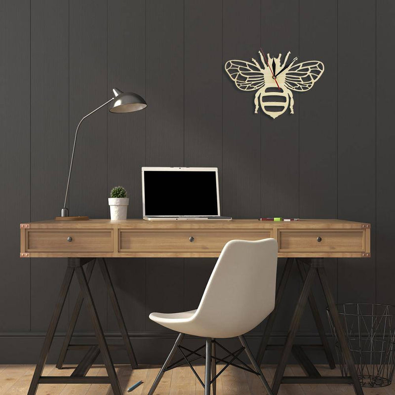 Horloge murale en bois en forme d'abeille 30cm Bee