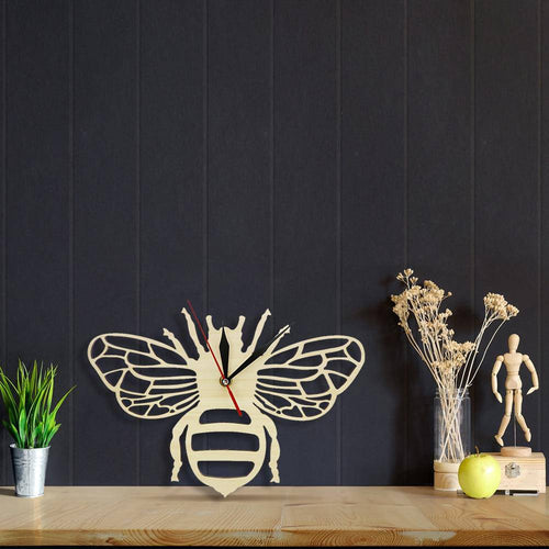 Horloge murale en bois en forme d'abeille 30cm Bee - vue 3 sur 7