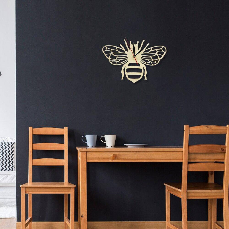 Reloj de pared de madera en forma de abeja 30cm Bee
