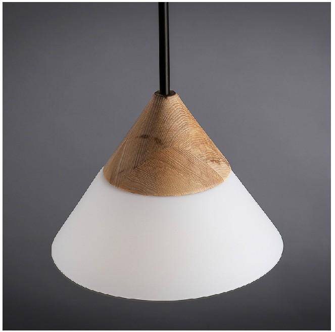 pendant light LED design with lampshade wood and glass Loft