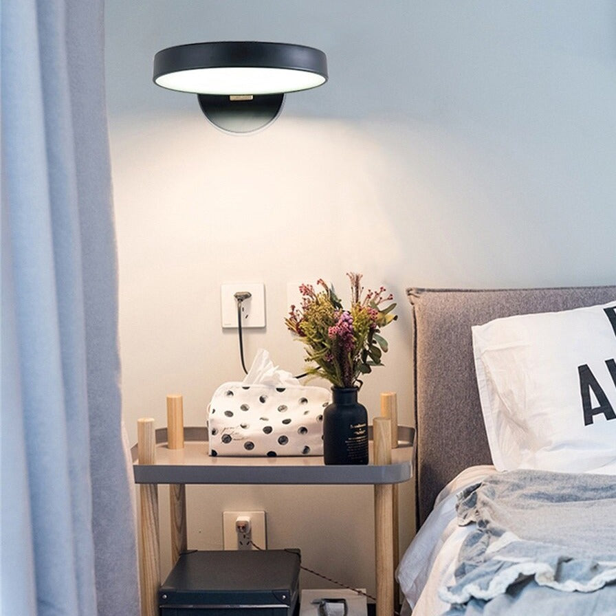 Applique murale scandinave LED circulaire et détails en bois Cesia - vue 7 sur 13