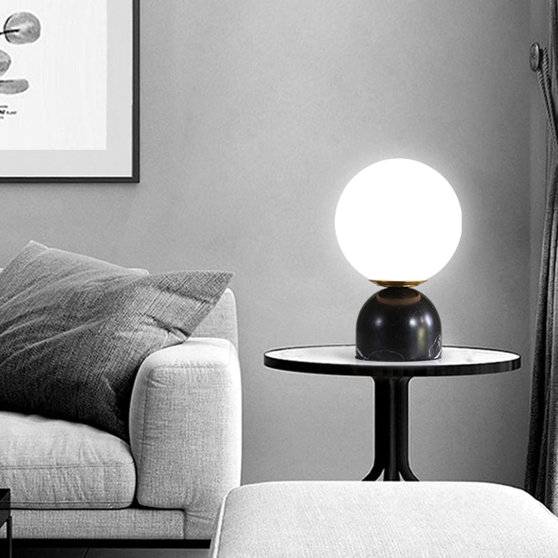 Modern round table lamp with Bailey marble base