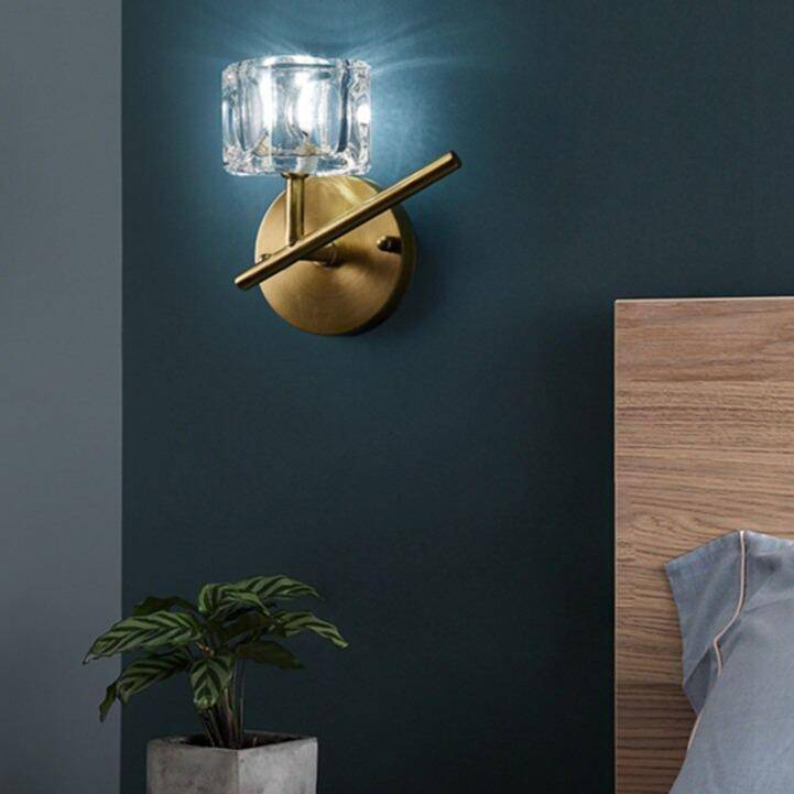 Lámpara de pared design LED oro con pantalla de cristal