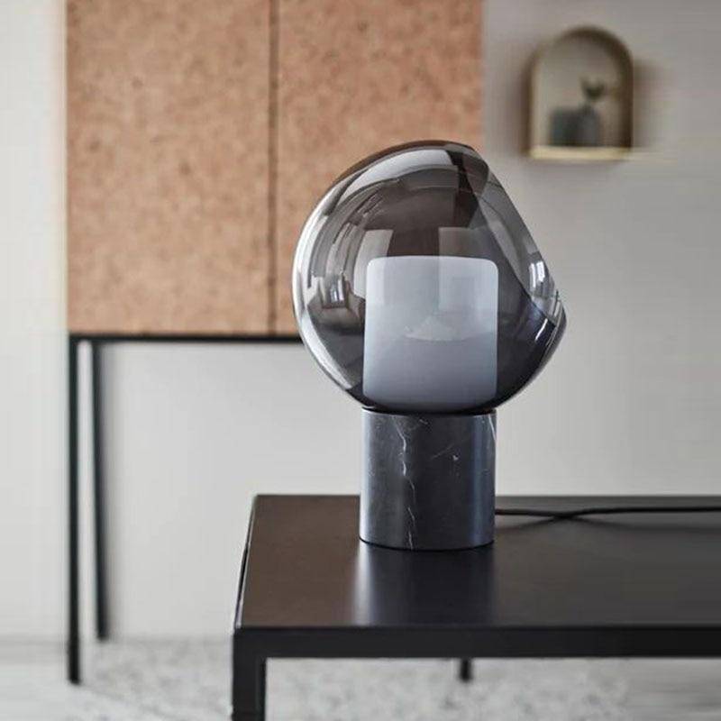 Lampe à poser design LED en marbre avec boule en verre Luxury