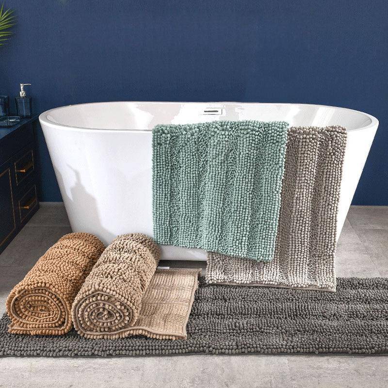 Tapis de bain rectangulaire coloré en microfibres Absory