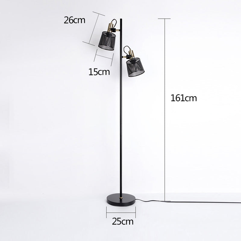 Floor lamp vintage black metal double head Priam