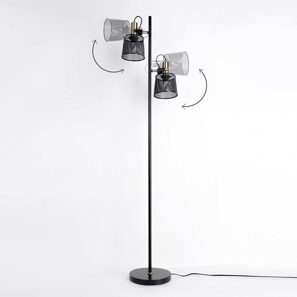 Lampadaire vintage à double tête en métal noir Priam - vue 11 sur 11