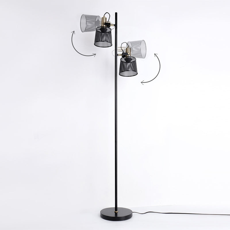 Floor lamp vintage black metal double head Priam