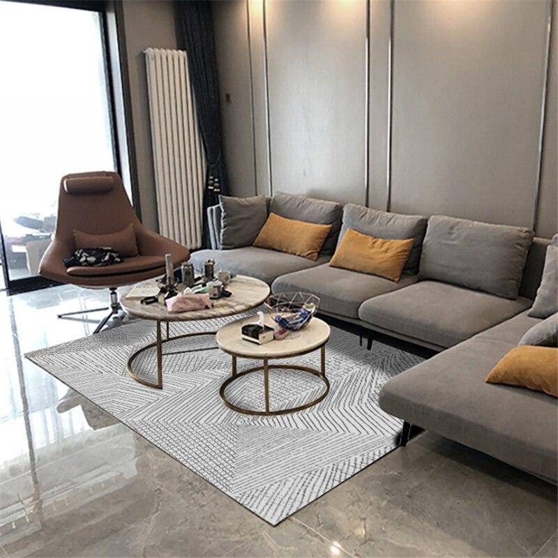 Tapis rectangle moderne rayé noir et blanc géométrique