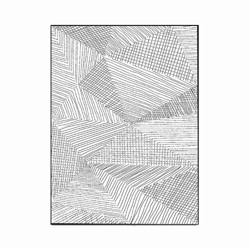 Tapis rectangle moderne rayé noir et blanc géométrique