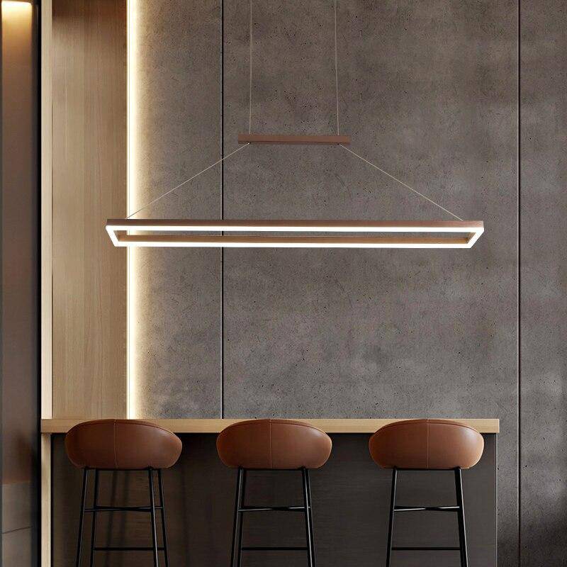 Lofty modern rounded LED chandelier in gold or brown metal