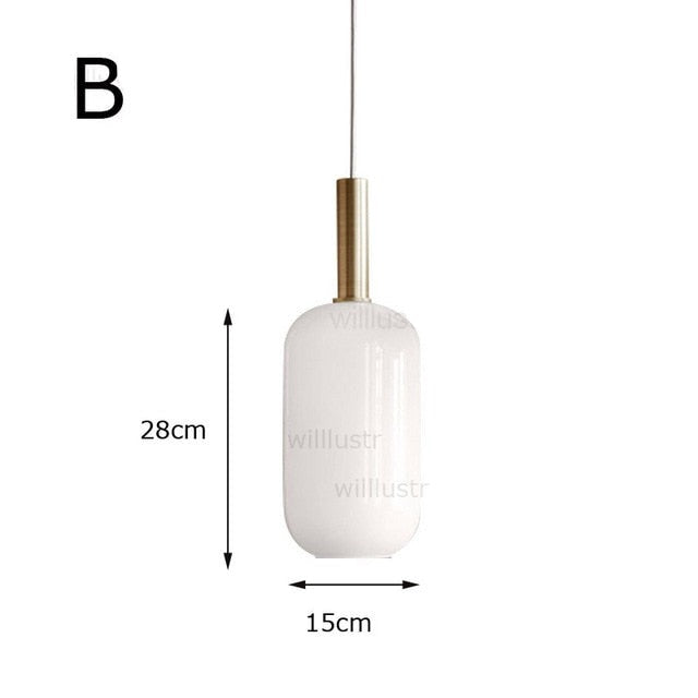 Suspension moderne ovale en verre blanc Valette