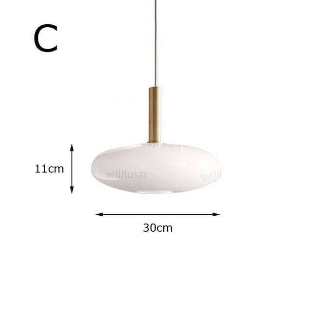Suspension moderne ovale en verre blanc Valette