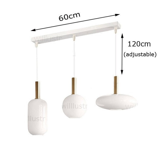 Suspension moderne ovale en verre blanc Valette