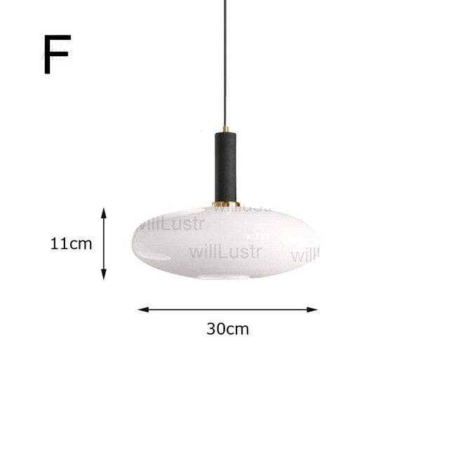 Lámpara de suspensión Valette moderna de cristal blanco ovalado