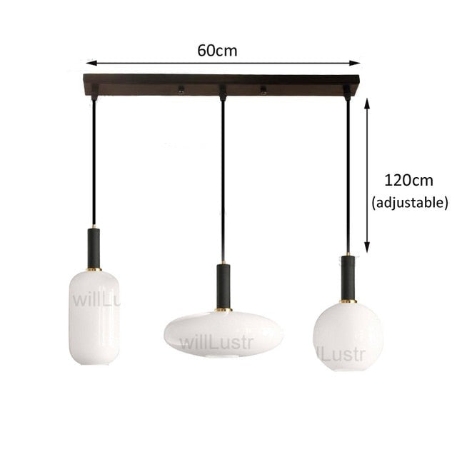 Suspension moderne ovale en verre blanc Valette