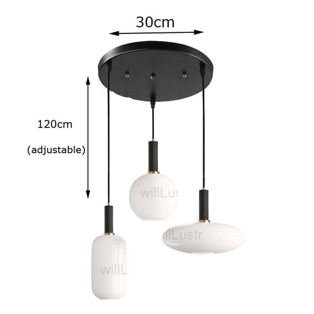 Suspension moderne ovale en verre blanc Valette