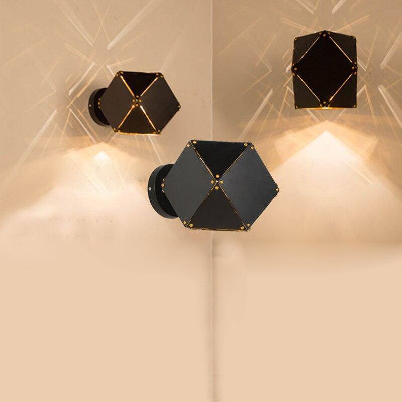 wall lamp LED wall design with lampshade in black geometric metal