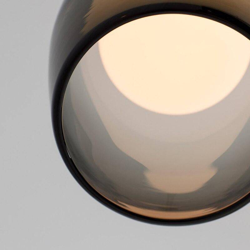 Suspension design en verre fumé avec boule intérieur - vue 10 sur 11