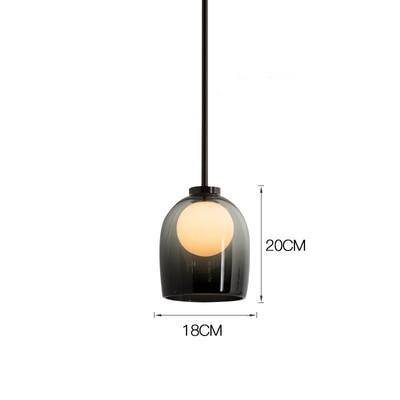 Suspension design en verre fumé avec boule intérieur - vue 5 sur 11