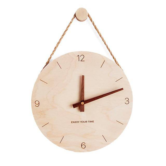 Horloge murale suspendue en bois style japonais