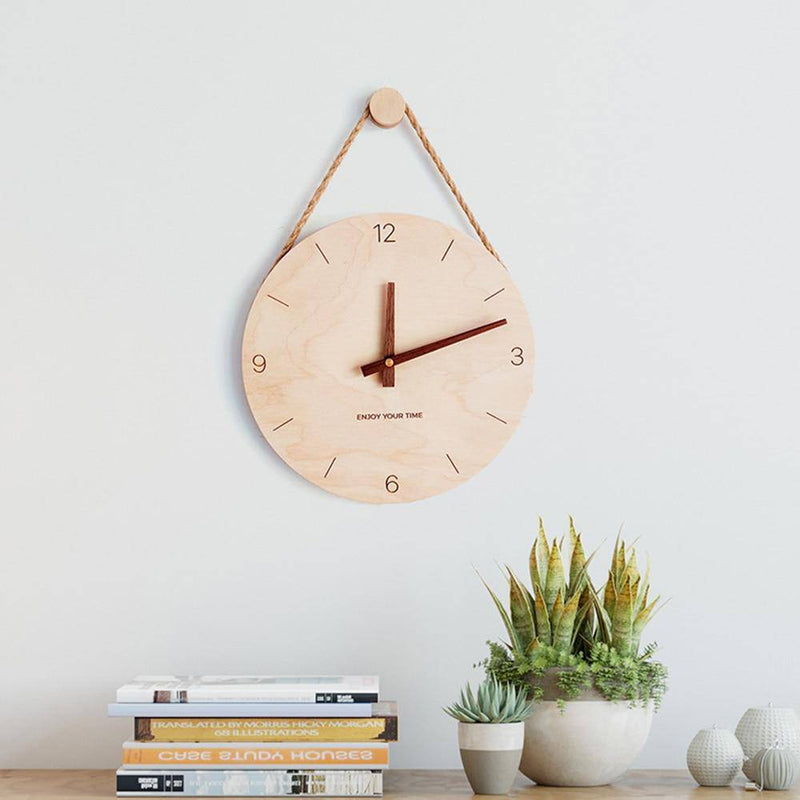 Horloge murale suspendue en bois style japonais