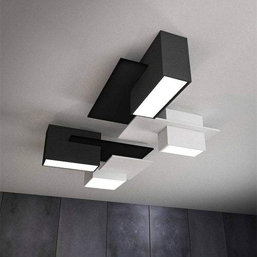 Plafonnier design LED à formes géométriques modernes noires et blanches