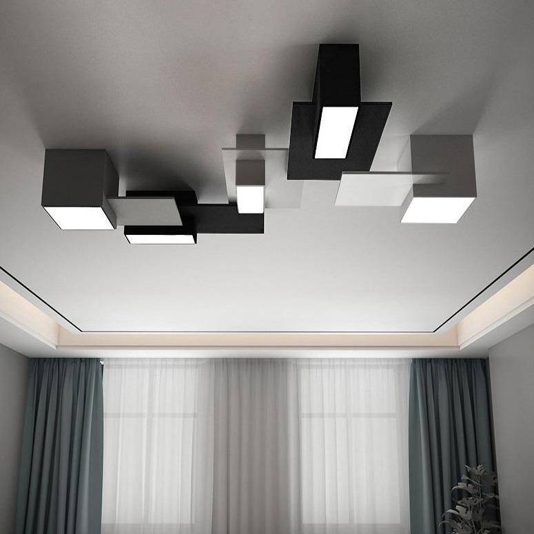 Lámpara de techo design LED con modernas formas geométricas en blanco y negro