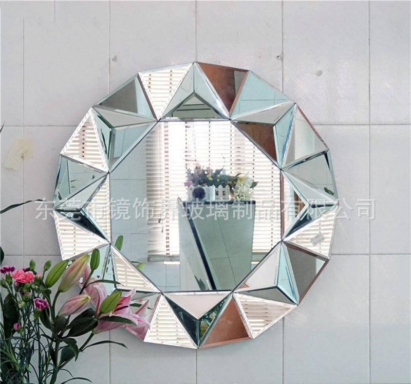 Espejo de pared decorativo triángulos redondos biselados