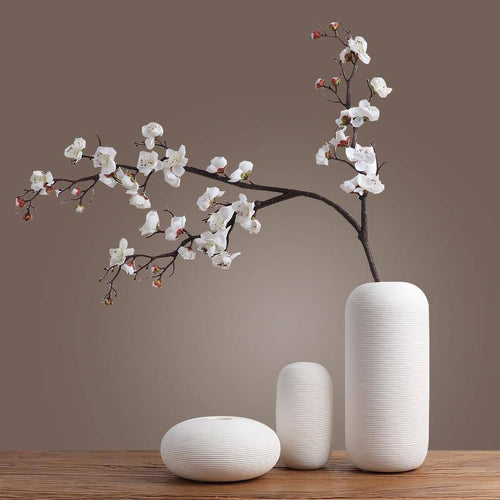 Jarrón de cerámica blanco estilo Zen