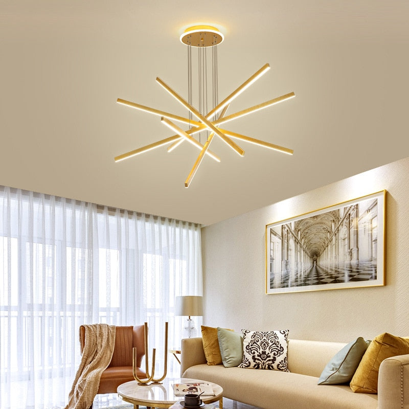 Alaikari modern gold metallic star-shaped LED chandelier