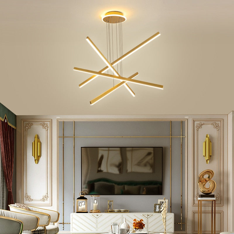 Alaikari modern gold metallic star-shaped LED chandelier