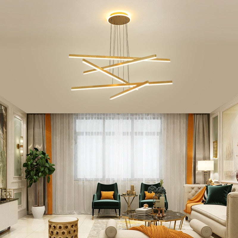 Lustre moderne LED en forme d'étoile métallique doré Alaikari - vue 3 sur 11