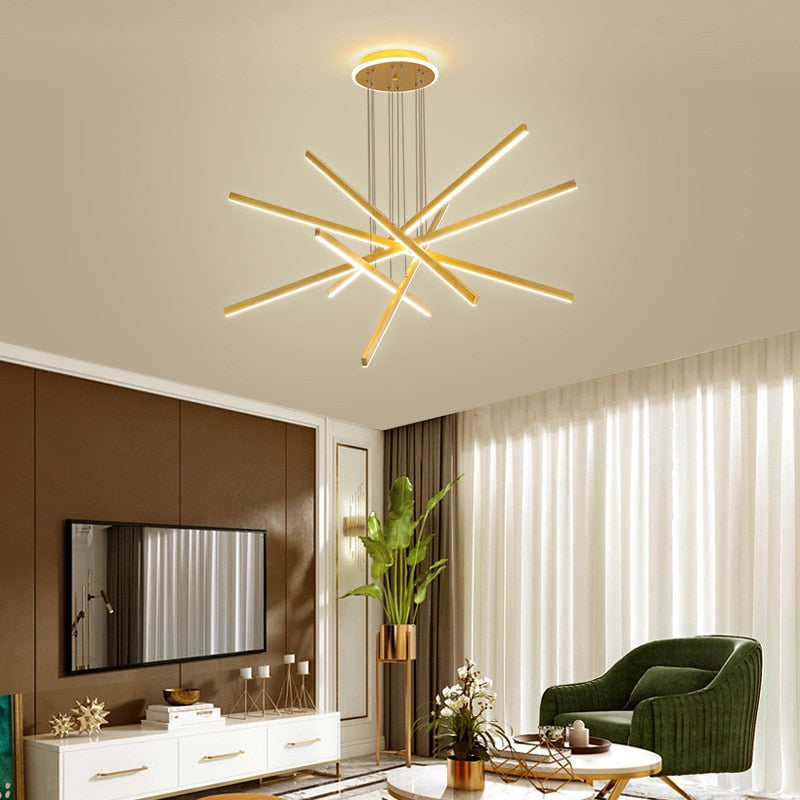 Alaikari modern gold metallic star-shaped LED chandelier