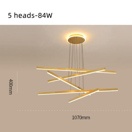 Lustre moderne LED en forme d'étoile métallique doré Alaikari