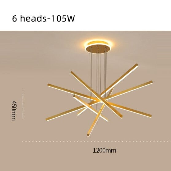 Lustre moderne LED en forme d'étoile métallique doré Alaikari