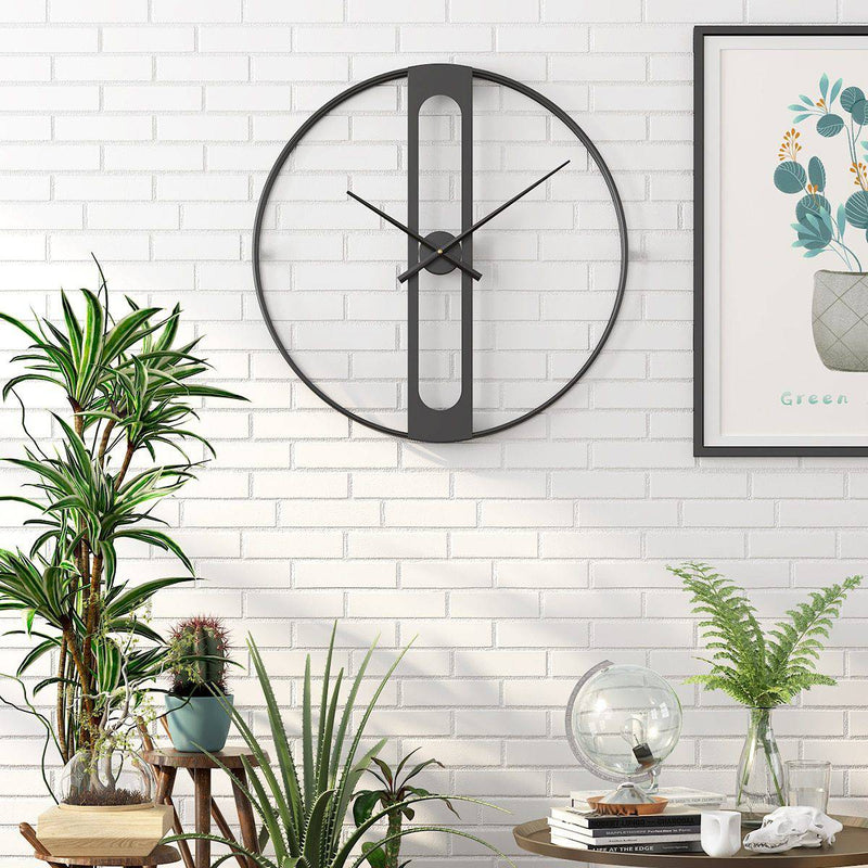 Horloge murale design rond en métal rétro 50cm Garden