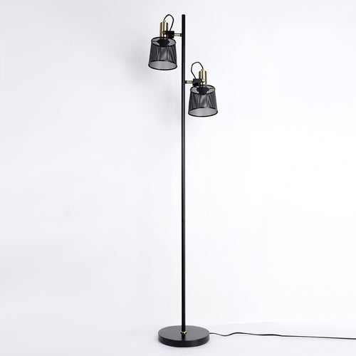 Lampadaire vintage à double tête en métal noir Priam